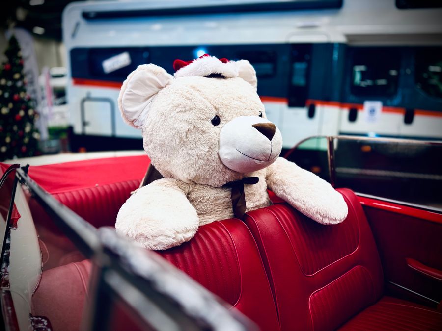 Peluche gigante de calidad en coche vintage